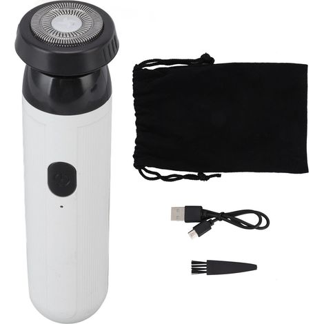 Rasoir Électrique Mini Portable pour Hommes - Tête de Coupe Rotative - Machine à Coiffer Autonome - Voyage et Maison - Blanc (1/5)