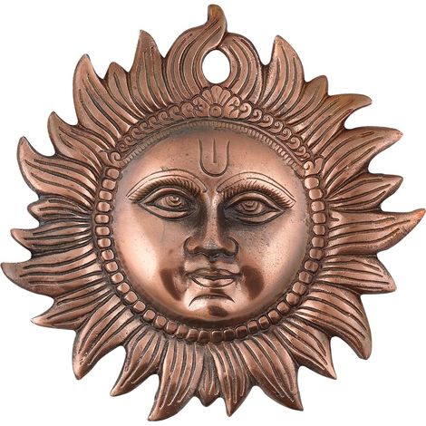 Décoration Murale en métal Sun Idol Vastu, Articles pour la Maison, Porte-Bonheur, décoration à Suspendre pour Salon, Chambre à Coucher, décoration Feng Shui - Cuivre - 20,3 cm (1/5)