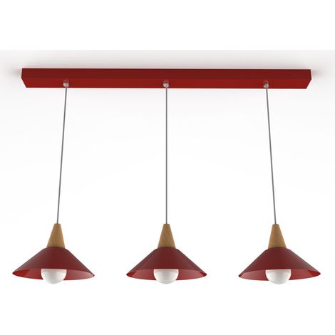 LUMICOM  FUNNEL Sospensione Binario, 3X E27, max 42W, metallo, Rosso lucido, D.25cm L.100cm (1/4)