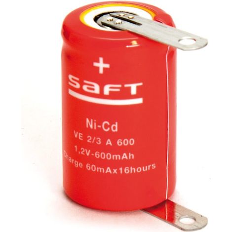 Batteria 2/3A NiCd 1,2V 600mA da 1,2V con morsetti