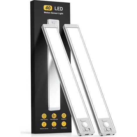 10-Zoll-Unterbauleuchte, 2er-Packung Bewegungsmelder-Ladeleuchten für den Innenbereich, 5-stufig dimmbare Magnetleuchte, kabellose Unterbauleuchte (1/4)