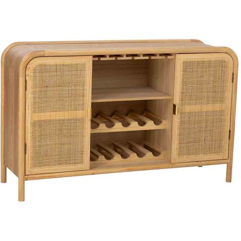 Aparador de madera y ratán marrón 130x39x80h cm