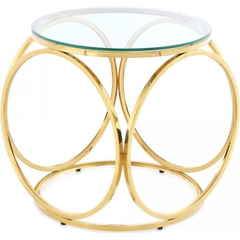 Table basse fait main en acier inoxydable ERU 50x50 clair et or (1/3)
