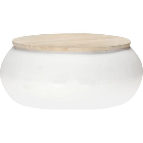 vidaXL Tavolino da Salotto Bianco 68x68x30 cm Legno Massello di Mango (1/5)