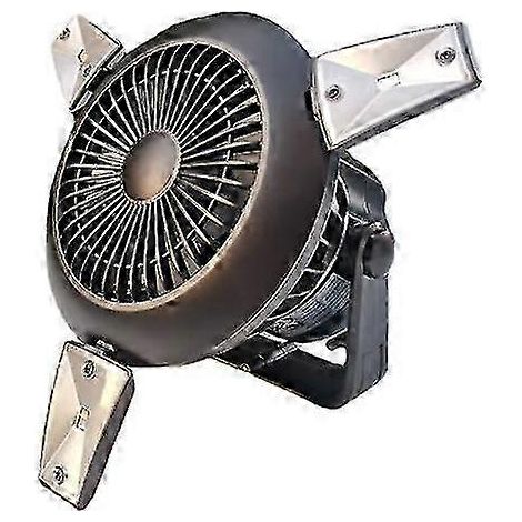 Ventilateur solaire avec lampe, accessoires de camping, lampe de tente portable rechargeable par USB (1/5)