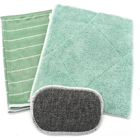 Kit de 1 chiffon microfibres en bambou ,1 lavette double face et 1 éponge en bambou (1/2)