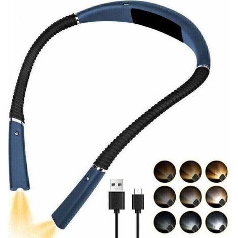 Lampe de lecture portable à collier, rechargeable, 3 modes de couleur (blanc chaud, blanc neutre, blanc froid) et 6 niveaux de luminosité réglables, idéale pour la lecture au lit ou en déplacement — C (1/5)