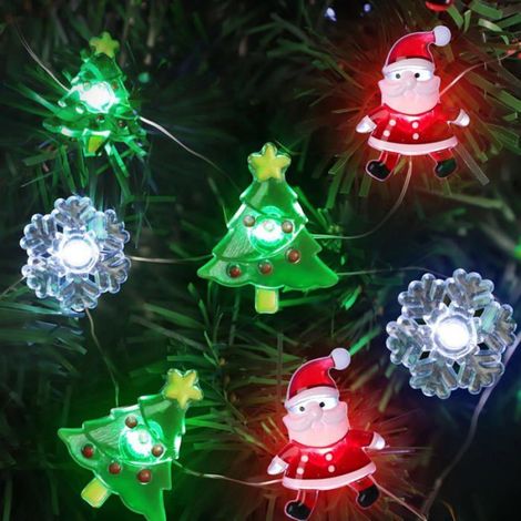 Guirlande Lumineuse de Noël, 3M 30 LED Guirlande Lumineuse Dapin de Noel Lumières de Flocon de Neige Éclairage De Fée Père Noël (1/4)