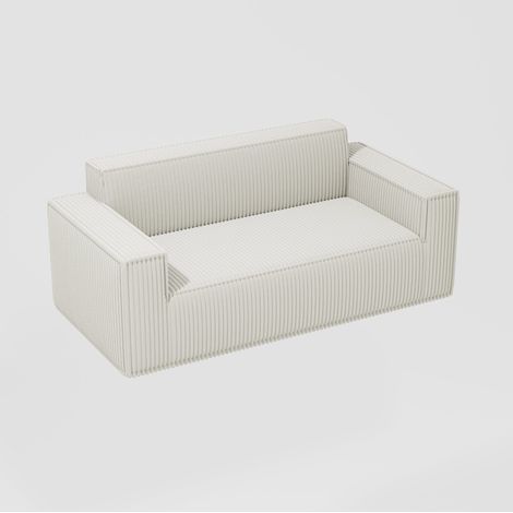 Sofá de 2 plazas de pana blanco 178 x 86 x 70 cm sin montaje (1/5)
