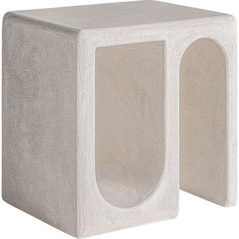 Table d'appoint contemporaine en bois mdf finition blanc cassé - Blanc cassé contemporain (1/4)