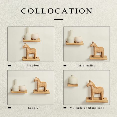 Ensemble de 2 petites étagères flottantes, en bois naturel, mini étagère murale de 30 cm, présentoir à plantes décoratif, objet de collection, à installer dans les coins de la cuisine/salle de bain, é (1/3)