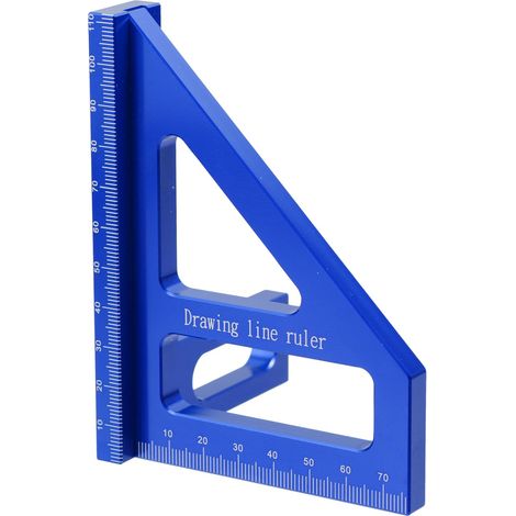 Règle Multi-angle 45° 90° en Alliage D’aluminium Bleue  Outil de Menuiserie Léger, Résistance à Déformation, Facile à Ranger Transporter (1/5)