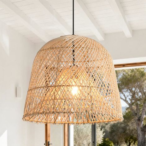 Parrot Uncle Rattan Pendant Light 38cm, Boho Handwoven Hanging Lamp with Natural Rattan Shade, E27 Pendant Light for Living Room Dining Room Kitchen (1/5)