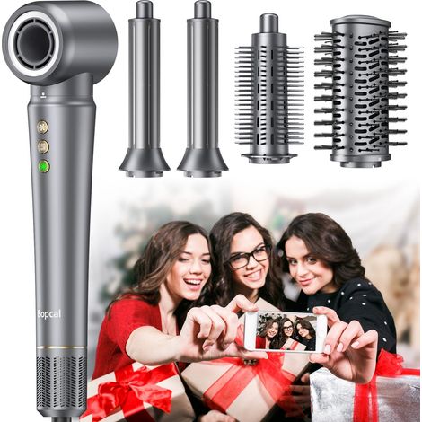 Bopcal Hair Styler 5 en 1, Seche Cheveux Professionnel 110000 RPM, Brosse Soufflant avec Ionique, Fers à Boucle Automatique pour les Boucles, le Volume et le Lissage