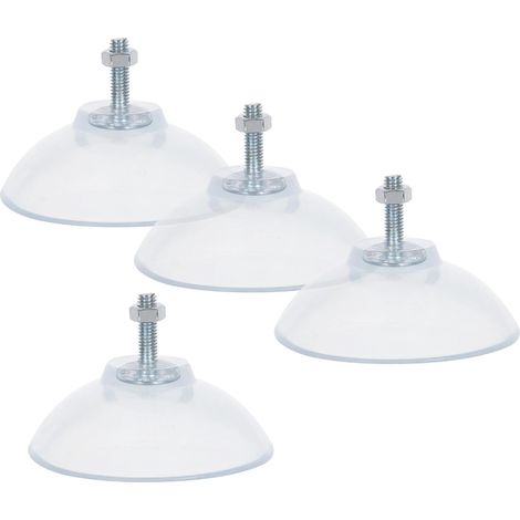 Lot de 4 Pieds à Ventouses Antidérapants Transparents 8,4 Cm Vis M6 et Écrou Hexagonal, Stabilisateurs pour Coupe-frites Professionnels, Adhérence Optimale pour Comptoirs