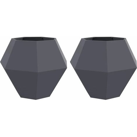 Juego de 2 jardineras rectangulares de diseño para exteriores de 100 x 100 x 80 cm en acero antracita 020053095 (1/5)