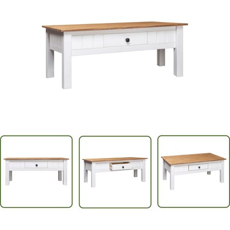 Table basse Blanc 100x60x45 cm Pin massif Assortiment Panama (1/5)