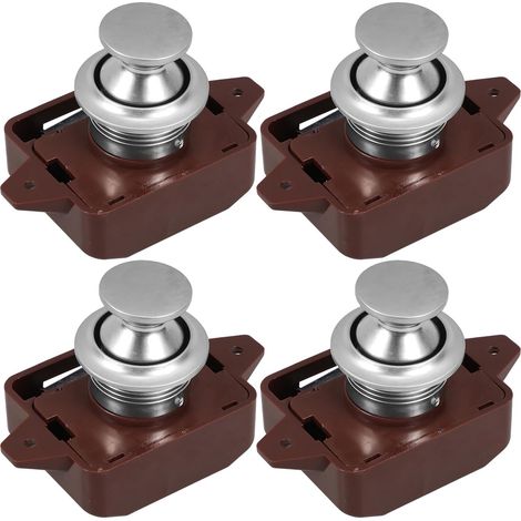 Lot De 4 Verrous De Porte À Bouton-Poussoir Pour Camping-Car Loquets Pour Porte D'Armoire Verrou D'Armoire À Bouton-Poussoir (1/5)