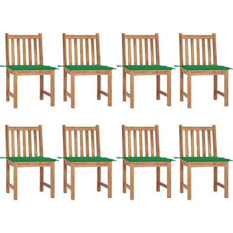 vidaXL Sillas de jardín 8 unidades madera de teca con cojines (1/4)