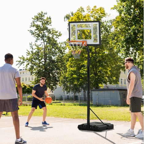 Canestro da basket regolabile con ruote 210-260 cm in acciaio e PVC nero OKWISH (1/5)