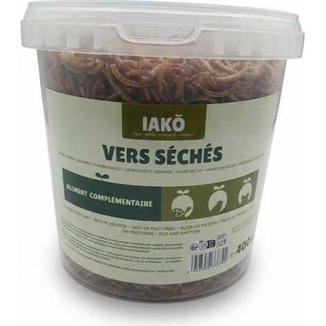 IAKÖ - Vers séchés - 400g - Riche en protéines - Idéal reptiles oiseaux et rongeurs - Voir photos (1/4)