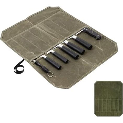 Étui à couteaux de chef en toile Protection multi-compartiments - Outils de cuisine professionnels et porte-couteaux - Porte-lames de sécurité et boîte de rangement multifonctionnelle (1/5)