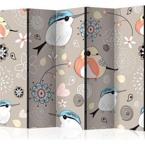 Paravento - Natural pattern with birds II [Room Dividers] - 225x172 (1/4)