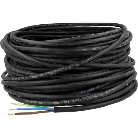 Câble léger sous gaine en caoutchouc 3 x 2,5 mm²  H05RR-F avec conducteur de protection