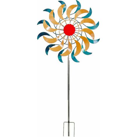 Moulin à vent décoratif d'extérieur, Moulin en métal sur tige pour jardin, décoration de jardin (1/4)