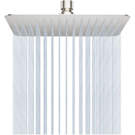 Pomme de douche carrée anti-tartre et étanche, pomme de douche pluie, pomme de douche à haute pression en acier inoxydable, facile à installer et à nettoyer, 8 pouces (20x20 cm)