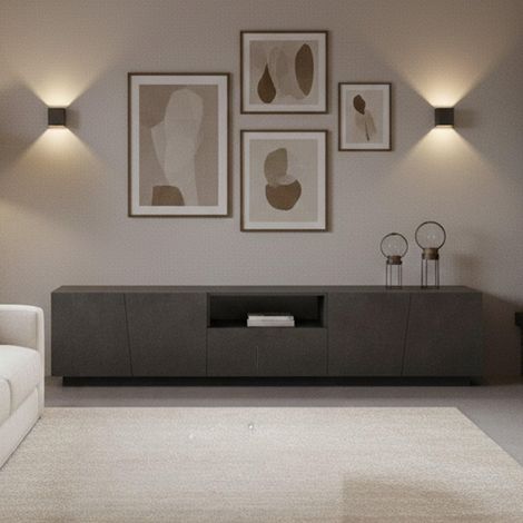 Meuble TV, Buffet bas de salon, Base pour meuble TV, 220x43h46 cm, Ardoise (1/5)