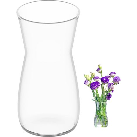 Vase en Verre Transparent, 20CM de Haut Vase en Verre pour décoration de Table, Vasen décoratif pour Herbe de la Pampa, Tulipes, orchidées, Rose