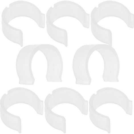 Zerodeko Lot de 8 supports de fixation de rideau de douche en plastique avec boucle élastique en forme de U, compatibles avec les tringles de 26 à 28 mm (1/5)