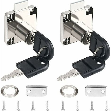 2 Pièces Blanc Verrouillage Push Lock Alliage de Zinc Serrure de Tiroir de Bureau Serrure de Meuble à Cylindre Utilisation pour Armoires Tiroirs Boîtes aux Lettres (1/5)