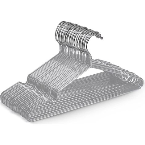 Cintres Métalliques Revêtus de Caoutchouc Premium (Gris) - Lot de 20, Gain de Place, Rangement, Organisation, Robustes pour Armoire, Penderie, Cabine d'Essayage, Portants et Tringles à Vêtements (1/5)