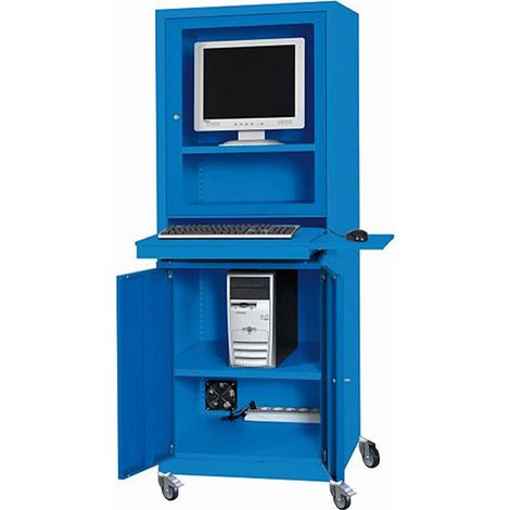 Armadio mobile per computer - Schermo da 24" - Blu industriale RAL5015 - W040010002-BI