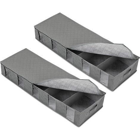 Boîte De Rangement Sous Lit - Boîte De Rangement Pliable En Tissu Non Tissé - Pour Vêtements Couvertures Et Literie - 97 X 33 X 15 Cm - Lot De 2 (1/5)