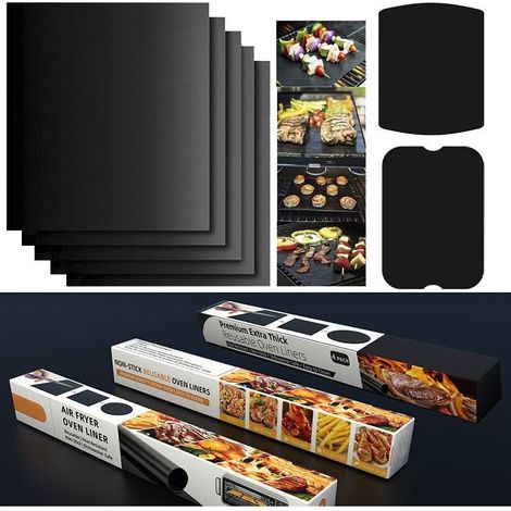Lot de 5 tapis de cuisson BBQ réutilisables, feuille antiadhésive pour four et grill (1/3)