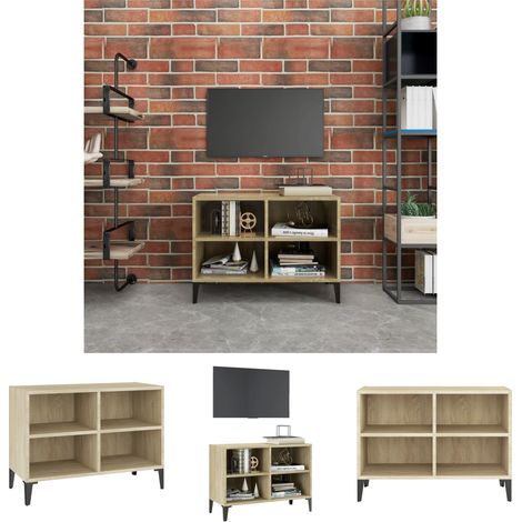 Wohnzimmer-Schrank - vidaXL TV-Schrank mit Metallbeinen Sonoma-Eiche 69,5x30x50cm - Schrank für Zeitschriften (1/5)