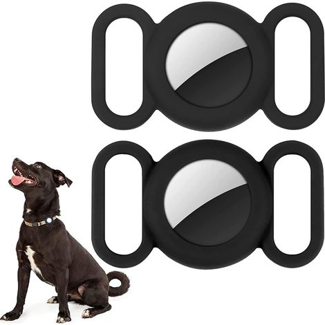 Lot de 2 étuis Airtag en silicone étanche, noir avec bouchon assorti, taille M (1/5)