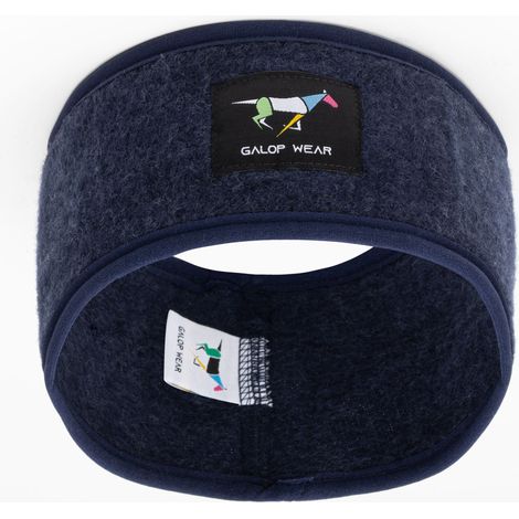 Bandeau d'équitation Galop Wear en laine mérinos et polaire, bleu marine