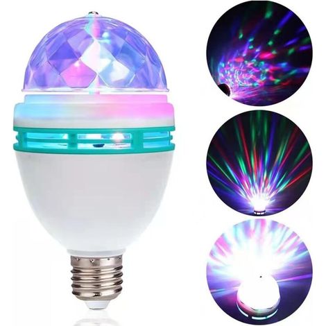 Lampe de fête LED,Automatic Rotating 3W Multi-Colour LED Light Bulb, Disco Light Effect, Suitable for All Lamps with E27 Socket Lampe de chevet (1/5)