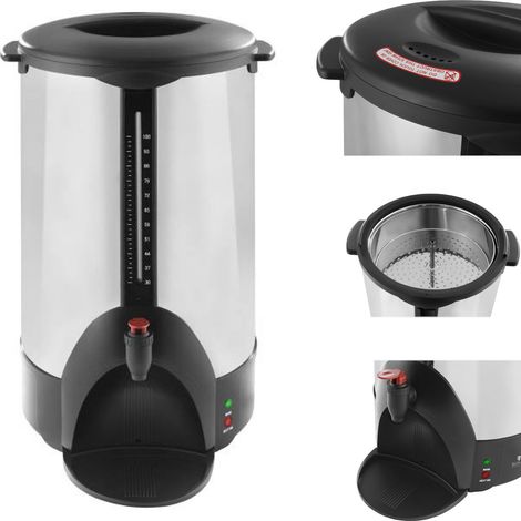 Cafetera y tetera de filtro, doble pared, acero, 230V, 16L