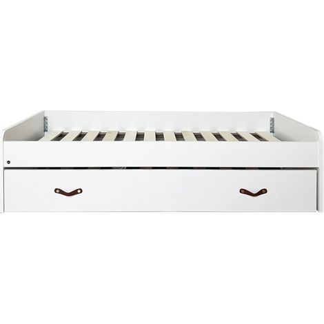 Cama + elevable aglomerado blanco con somier y colchones 105/105 cm