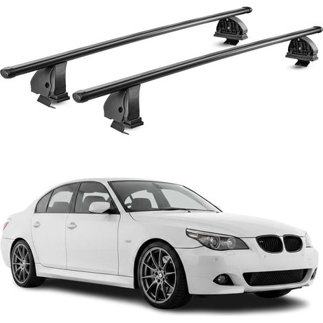 OMAC Stahl Dachträger Querträger Bmw 5er E60 2004-2010 – TÜV / DIN 75302:2019 – Abschließbar – Max. 75 kg – 2 Stangen – Schwarz (1/5)