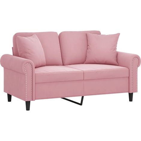 Canapé 2 places avec oreillers décoratifs rose 120 cm velours vidaXL (1/5)