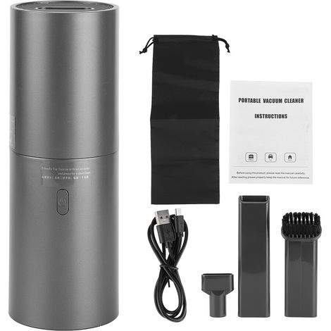 Aspirateur sans fil portable USB rechargeable 5300Pa puissant pour voiture bureau clavier maison noir compact avec embouts (1/5)