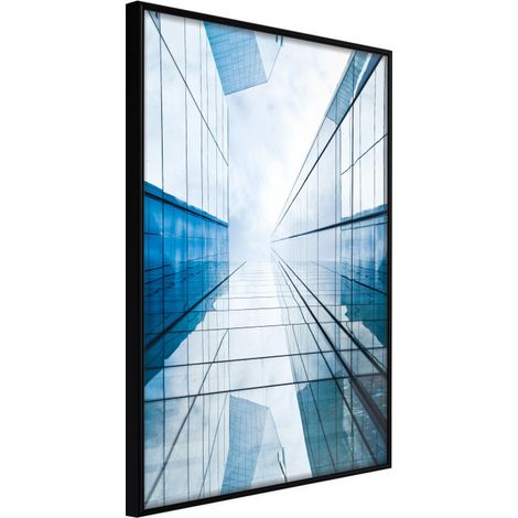 Affiche Murale Encadrée "Steel and Glass Blue" 30 x 42 cm Noir