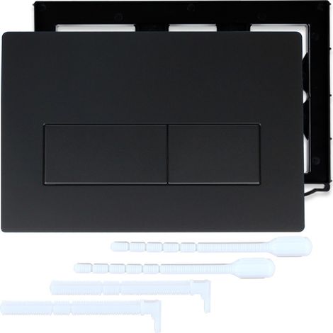 Plaque de commande de chasse d'eau noire - double chasse - compatible avec Geberit Sigma UP300/UP320 - kit d'installation 245×164 mm