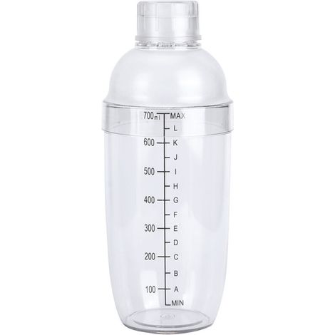 Luocute Shaker à Cocktail avec Balance et Passoire, Bouteille en Plastique Transparent pour Shaker à Cocktail, Bouteille de Mélangeur de Vin, Doseur de thé pour Bar, Fête, Maison, (700ML) (1/5)